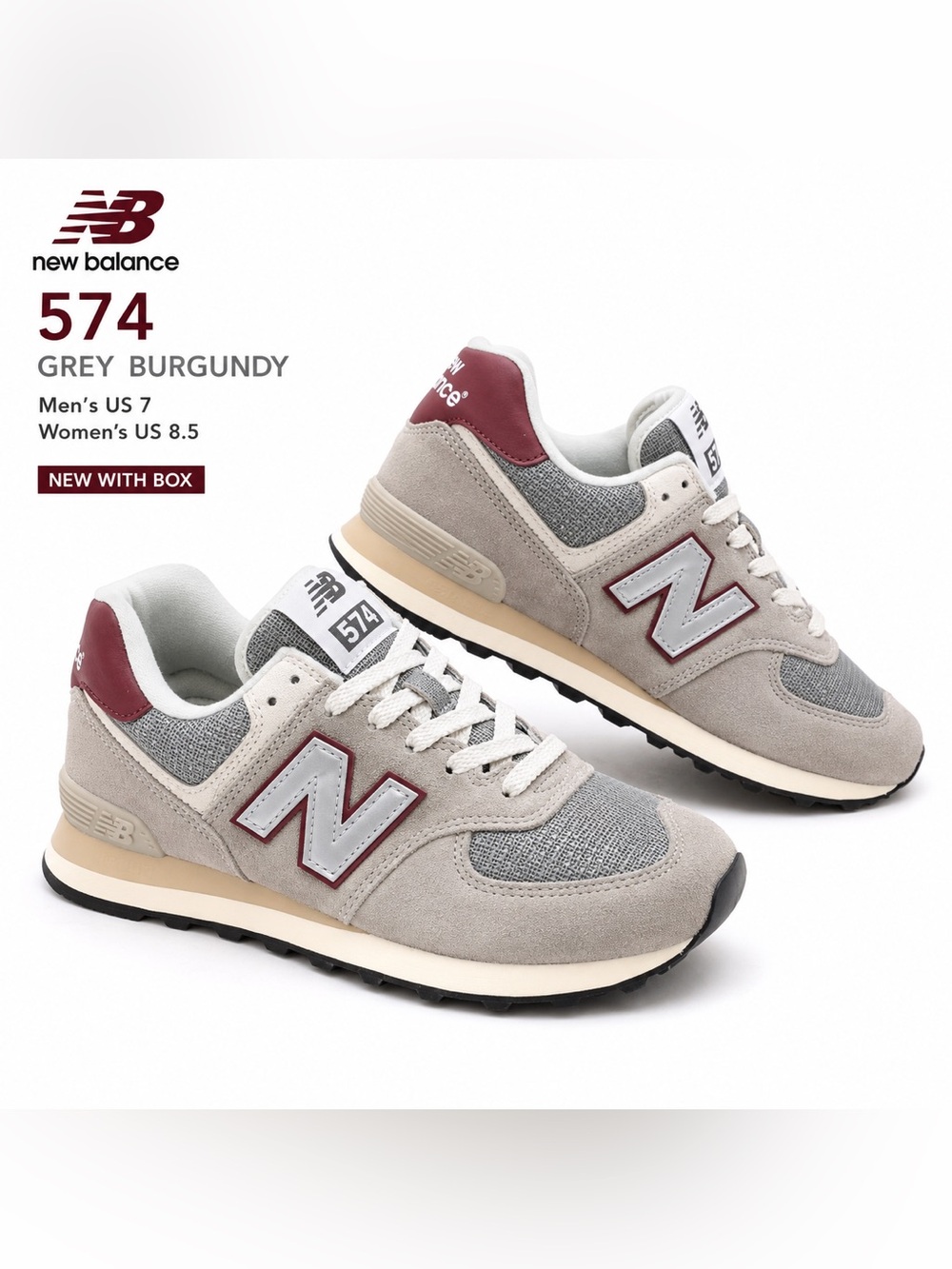 New Balance Brown Red Kids 574 Sneakers
